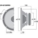 PA-Kompakt-Tieftöner, Subwoofer, 150 W, 8 Ω SP-8/150PRO