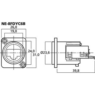 EtherCon-Einbaubuchse, schwarz, NE-8FDYC6B