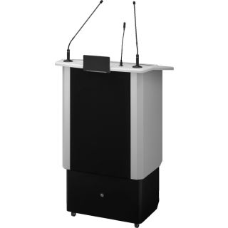 Professionelles, elektrisch höhenverstellbares Redepult mit integriertem drahtlosem Audiosystem SPEECH-500/GR
