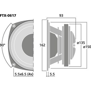 PA-2-Wege-Koaxiallautsprecher, 150 W, 8 ? FTX-0617