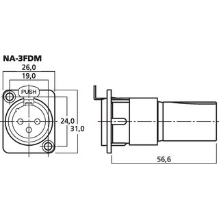 NEUTRIK-XLR-Einbauadapter, 3-polig NA-3FDM