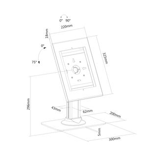 PureMounts DS Standfu mit abschliebarem Tabletgehuse fr Apple / Samsung, wei