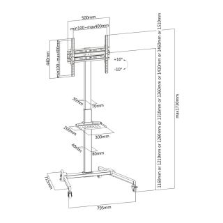 PureMounts TV Standfu - Tilt - VESA 100-400, schwarz