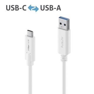 Premium USB v3.2 USB-C / USB-A Kabel - 1.00m, weiß