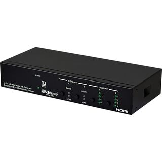 UHD+  4x2 HDMI Matrix with Dante and Dolby Digital & DTS Stereo Audio Decoder - Cypress CPLUS-V4H2HP-DTDA