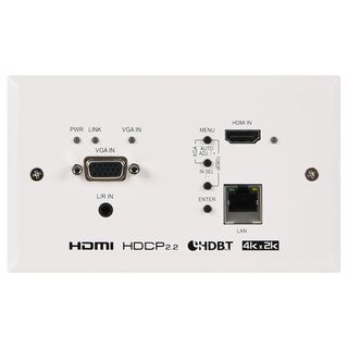 UHD 2x1 HDMI/VGA over HDBaseT Wallplate Scaler (EU 2-Gang Box, UK Faceplate) - Cypress CH-2538STXWPEUK