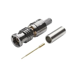 HICON MINI BNC 3G-SDI Crimp-Kabelstecker, gerade, nickelfarben