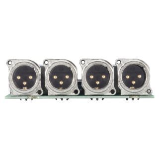 Splitter-Modul 4 x XLR B-Serie male, 3-pol , 1 HE, 3 BE, Metall-, Flachstecker 14-pol-, versilberte(r) Kontakt(e), nickelfarben, fr SYS-Gehuseserien