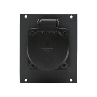 Steckverbinder-Modul 1 x SCHUKO, schwarz, mit Deckel, 16A, 2 HE, 2 BE für SYS-Gehäuseserien, Farbe: anthrazit, RAL 7016