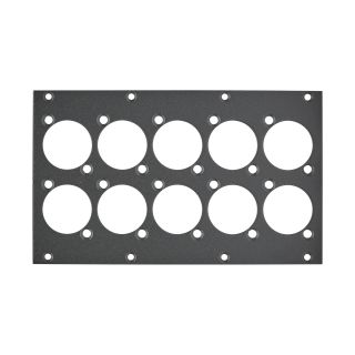 Frontblech 10 x D-Flansch, 2 HE, 4 BE für SYS-Gehäuseserien, verzinktes Stahlblech, Farbe: anthrazit, RAL 7016
