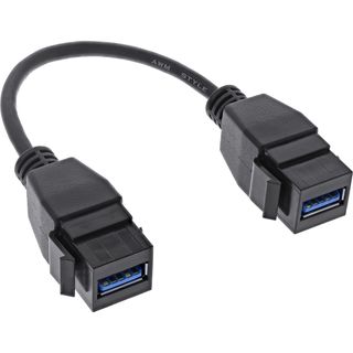 InLine USB 3.2 Gen1 2x Keystone Adapterkabel, 2x USB A Keystone Buchse, 0,2m