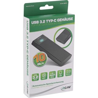 InLine USB3.2 Gen.2 USB-Typ C zu M.2 SSD (PCIe NVMe & SATA)Gehuse, werkzeugfrei