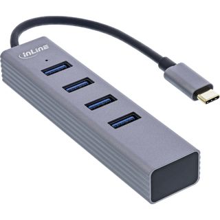 InLine USB 3.2 USB-Typ C Multi Hub (4x USB-A 5Gb/s), OTG, Metallgehuse