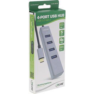InLine USB 3.2 USB-Typ C Multi Hub (4x USB-A 5Gb/s), OTG, Metallgehuse