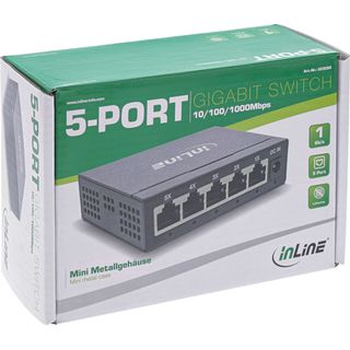 InLine Gigabit Netzwerk Switch 5-Port, 1GBit/s, Desktop, Metallgehuse, lfterlos