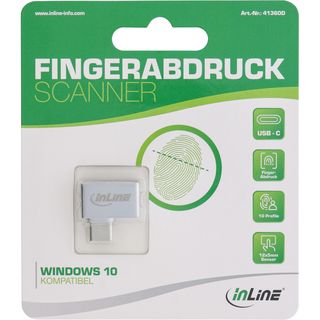 InLine USB Typ-C Fingerabdruck Scanner, Windows Hello kompatibel