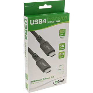 InLine USB4 Kabel, USB Typ-C Stecker/Stecker, schwarz, 1m