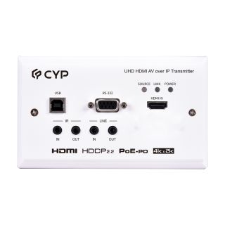 HDMI over IP Transmitter with USB/KVM Wall Plate Extender - Cypress CH-U331HTXWPUK