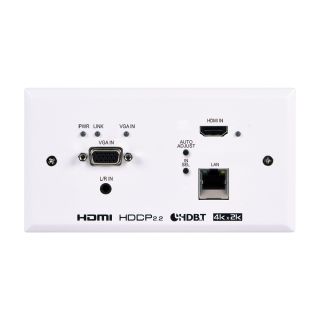 UHD 2x1 HDMI/VGA over HDBaseT Wallplate Transmitter (UK 2-Gang) - Cypress CH-2538TXWPEUK