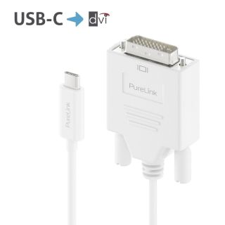 Premium Aktives 2K USB-C / DVI Kabel - 1.50m, weiß