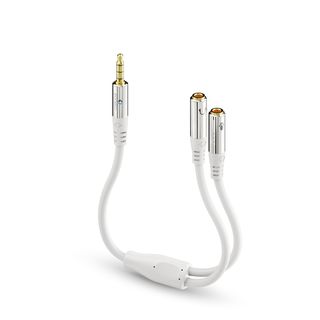 Premium Headset Audio Splitter / Y-Adapter Kabel ? 0,25m, weiß