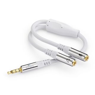 Premium Headset Audio Splitter / Y-Adapter Kabel ? 0,25m, wei