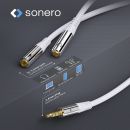 3.5mm auf 2x 3.5mm Headset Audio Adapterkabel, weiß, 0.25m