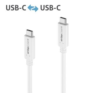 Premium USB4 Gen3x2 USB-C Kabel - 40Gbps, 240W, 4K60 - 0.50m, weiß