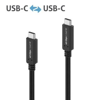 Premium USB4 Gen3x2 USB-C Kabel - 40Gbps, 240W, 4K60 - 1.00m, schwarz