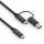 Premium USB 3.2 Gen2x1 USB-C Kabel mit USB-A Stecker - 10Gbps, 100W, 4K60 - 0.50m, schwarz