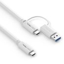 Premium USB 3.2 Gen2x1 USB-C Kabel mit USB-A Anschluss - 10Gbps, 100W, 4K60 - 1.00m, weiß
