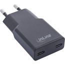 InLine® USB Netzteil Ladegerät Dual USB-C, PD,...