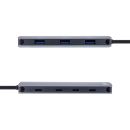 InLine® USB 3.2 Gen.2 Hub, 4x USB-C + 3x USB-A, PD 100W, Aluminium, grau