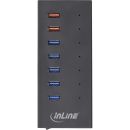 InLine® USB 3.0 Hub, 7 Port, Aluminiumgehäuse, schwarz, mit 2,5A Netzteil