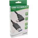 InLine® USB 3.2 Kabel, USB-C Stecker gewinkelt an A...