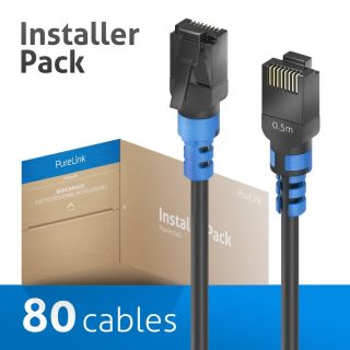Cat.6a Patch-Kabel, RJ45, U/UTP, schwarz, 0.50m, Installer Pack 80pcs