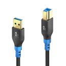 USB 3.2 Gen1 USB-A / USB-B Kabel, schwarz, 1.00m, Single...