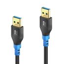 USB 3.2 Gen1 USB-A / USB-A Kabel, schwarz, 0.50m, Single...