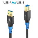 USB 3.2 Gen1 USB-A / USB-B Kabel, schwarz, 2.00m, Single...