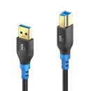USB 3.2 Gen1 USB-A / USB-B Kabel, schwarz, 2.00m, Single...
