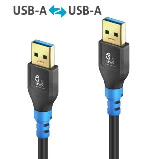 USB 3.2 Gen1 USB-A / USB-A Kabel, schwarz, 2.00m, Single Cable