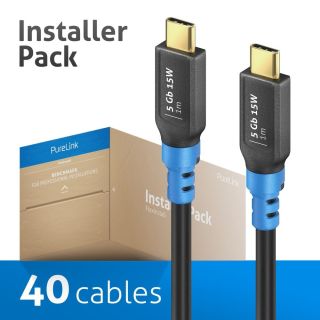 USB4 Gen2 USB-C auf USB-C Kabel, schwarz , 1.00m, Installer Pack