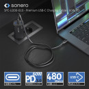 USB-C auf USB-C-Ladekabel - USB 2.0, 60W PD - schwarz - 0,50m