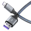 USB-C zu USB-A Ladekabel - USB 2.0, Super-Schnellladung 5V/5A - grau/blau - 1.00m