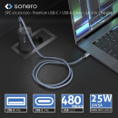 USB-C auf USB-A Ladekabel - USB 2.0, superschnelles Laden 5V/5A - grau/blau - 0.25m