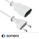 Netzkabelverlängerung - Euro-Stecker gerade auf Euro-Steckdose gerade. Weiß. 10.0m