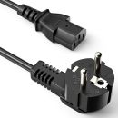 Netzkabel - Sicherheitsstecker 90° auf IEC-Buchse (C13) gerade. Schwarz. 1.00m