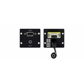 Wall-Plate Einsatz mit HD15-Buchse und 3.5 mm Buchse beidseitig  - schwarz