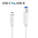 Hochwertiges USB 3.2 USB-C / USB-B Kabel - 1.50m, weiß