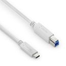 Hochwertiges USB 3.2 USB-C / USB-B Kabel - 0.50m, weiß